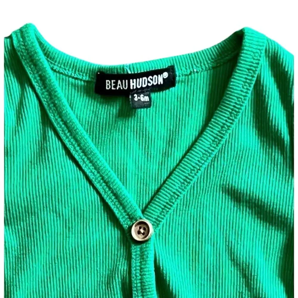 Beau Hudson‎ Kelly Green Ribbed Knit Cardigan 3-6 months Unisex Casual NWOT